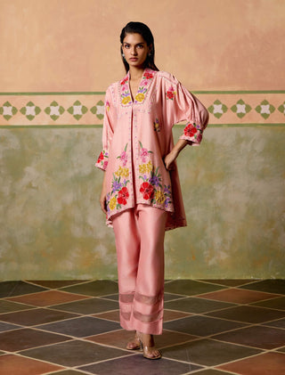 Rose pink threadwork tunic and pants
