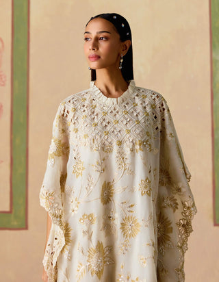 Ivory and gold long kaftan