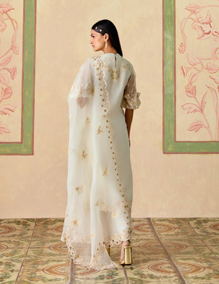 Ivory and gold cutwork kurta set