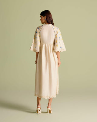 Ivory iris mosaic midi dress