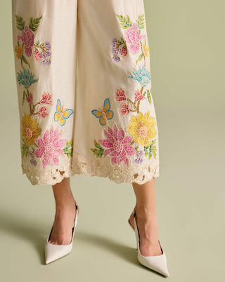 Ivory mosaic floral jumpsuit