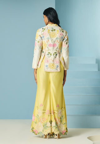 Butter yellow embroidered sharara