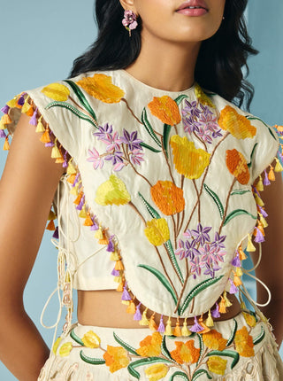 Ivory tulip cape top