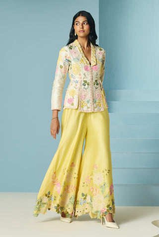 Butter yellow embroidered sharara