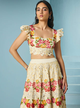 Ivory cutwork and beadwork bustier