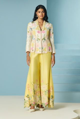 Butter yellow embroidered sharara