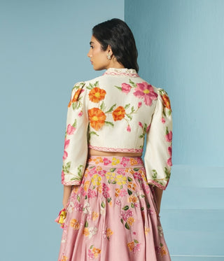 Ivory beadwork fringed bolero jacket