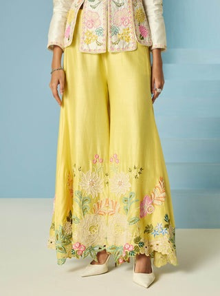 Butter yellow embroidered sharara