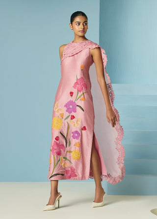 Blush drape detail dress