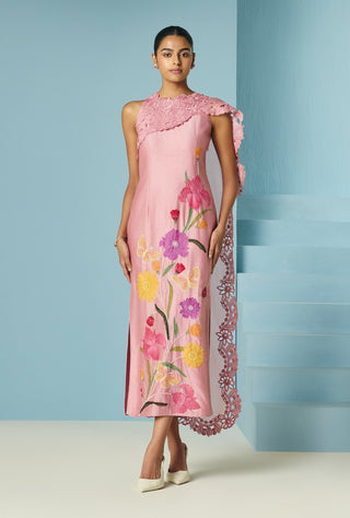 Blush drape detail dress