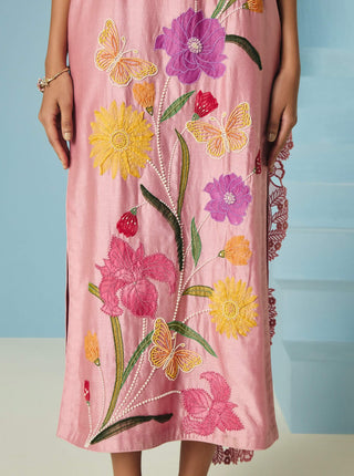 Blush drape detail dress