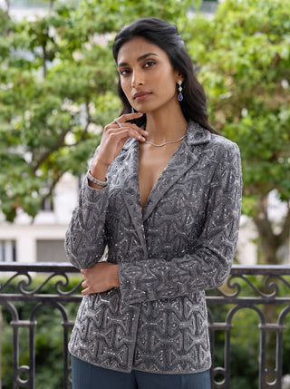 Astrid dark grey jacket and sharara set