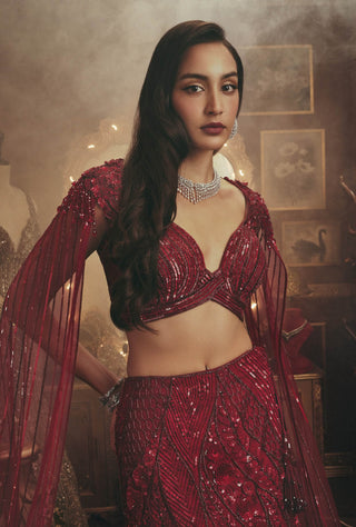 Clara red lehenga set