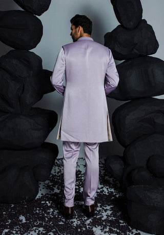 Contrast By Parth-Misty Lilac Shrug And Kurta Set-INDIASPOPUP.COM