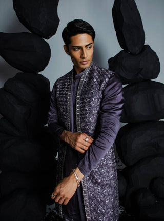 Contrast By Parth-Majestic Floral Shrug And Kurta Set-INDIASPOPUP.COM