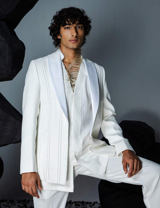 Contrast By Parth-Charm Ivory Jacket And Kurta Set-INDIASPOPUP.COM