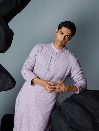 Contrast By Parth-Misty Lilac Kurta And Pants-INDIASPOPUP.COM
