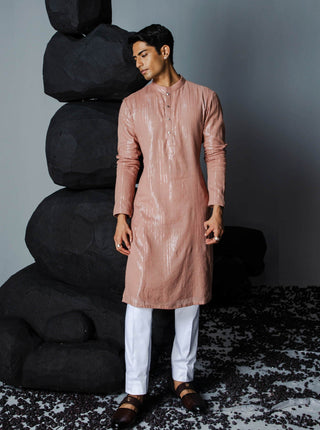 Contrast By Parth-Trance Rose Brown Kurta And Pants-INDIASPOPUP.COM