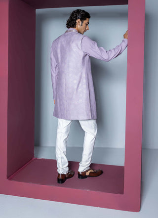 Contrast By Parth-Noor Lilac Shrug And Kurta Set-INDIASPOPUP.COM