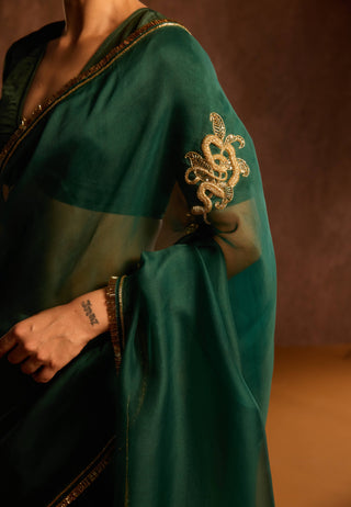 Kalpavali emerald green sari