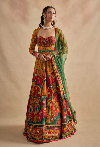 Sandhya mustard multicolour anarkali set
