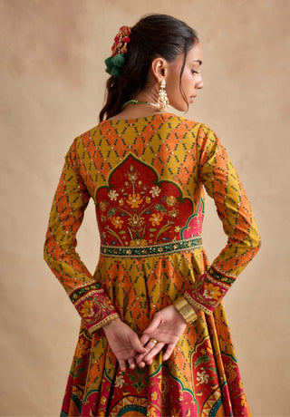 Sandhya mustard multicolour anarkali set
