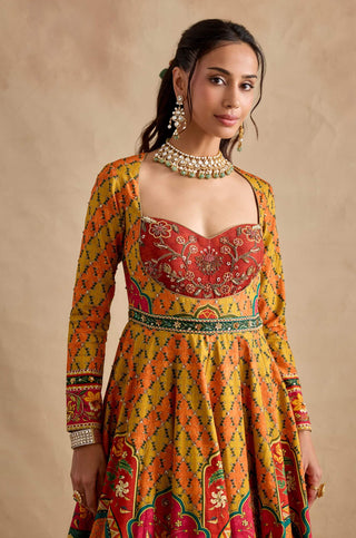 Sandhya mustard multicolour anarkali set