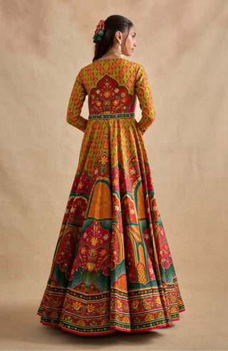 Sandhya mustard multicolour anarkali set