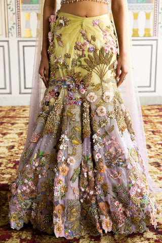 Zephyra lime & lilac embellished lehenga set