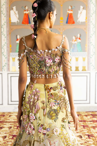 Zephyra lime & lilac embellished lehenga set
