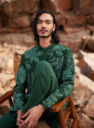 Aarav Green Kurta And Pant by Mishru Men, available on Indiaspopup.com