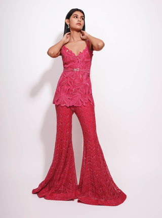 Nymphora fuchsia floral kurta and sharara set