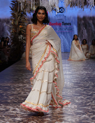 Gopi Vaid-Ivory Sannah Sari And Blouse-INDIASPOPUP.COM