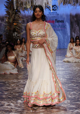 Gopi Vaid-Ivory Cotton Vedika Lehenga Set-INDIASPOPUP.COM