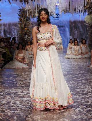 Gopi Vaid-Ivory Cotton Vedika Lehenga Set-INDIASPOPUP.COM