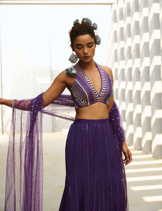 Galaxy Purple Mermaid Skirt Set by Chamee And Palak available on Indiaspopup