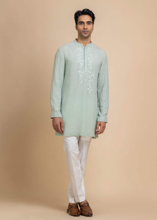 Verde green kurta and white pant