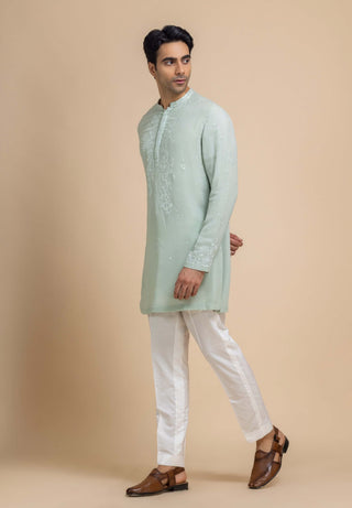 Verde green kurta and white pant