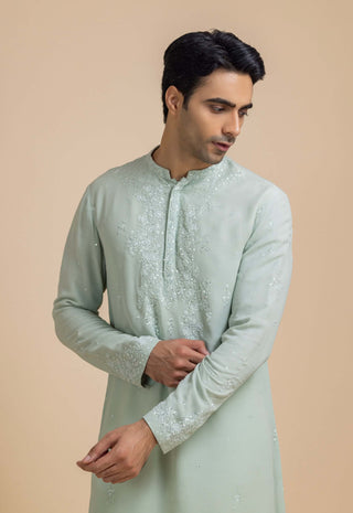 Verde green kurta and white pant