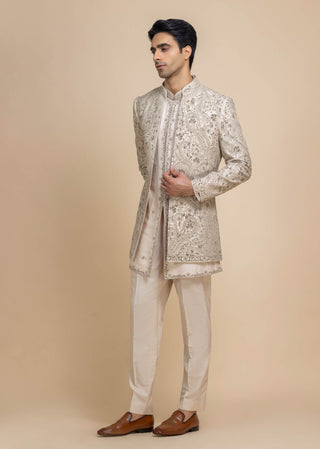 Virdan ivory jacket and kurta set