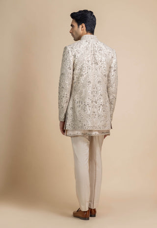 Virdan ivory jacket and kurta set