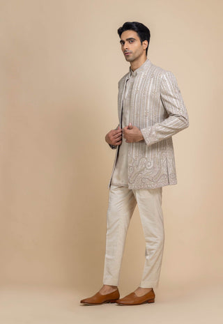 Dune silver ivory short open jacket set