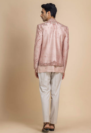Elyas pink rose short jacket, kurta and pant
