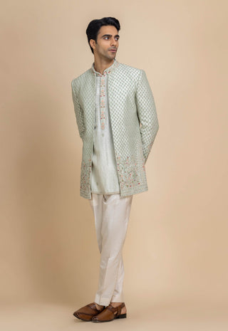 Eiryl lime cream open jacket, kurta and pant
