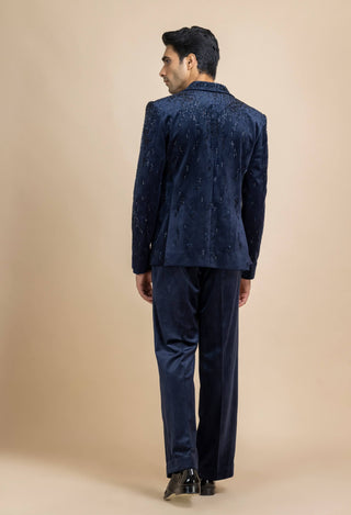 Midnight ink blue velvet tuxedo set