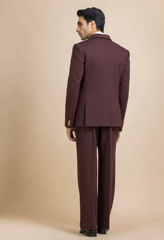 Obsidian cherry satin lapel tuxedo set