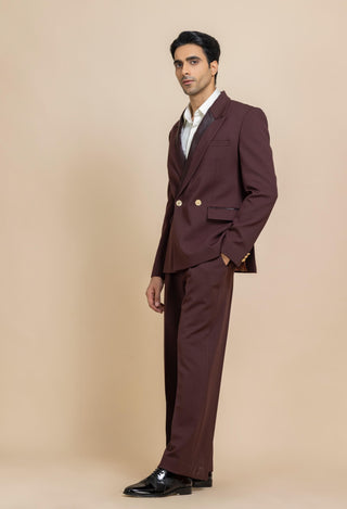 Obsidian cherry satin lapel tuxedo set