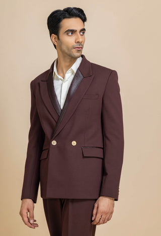 Obsidian cherry satin lapel tuxedo set