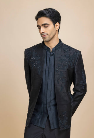 Siyahi short open jacket and kurta set