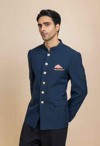 Aristo blue bandhgala set